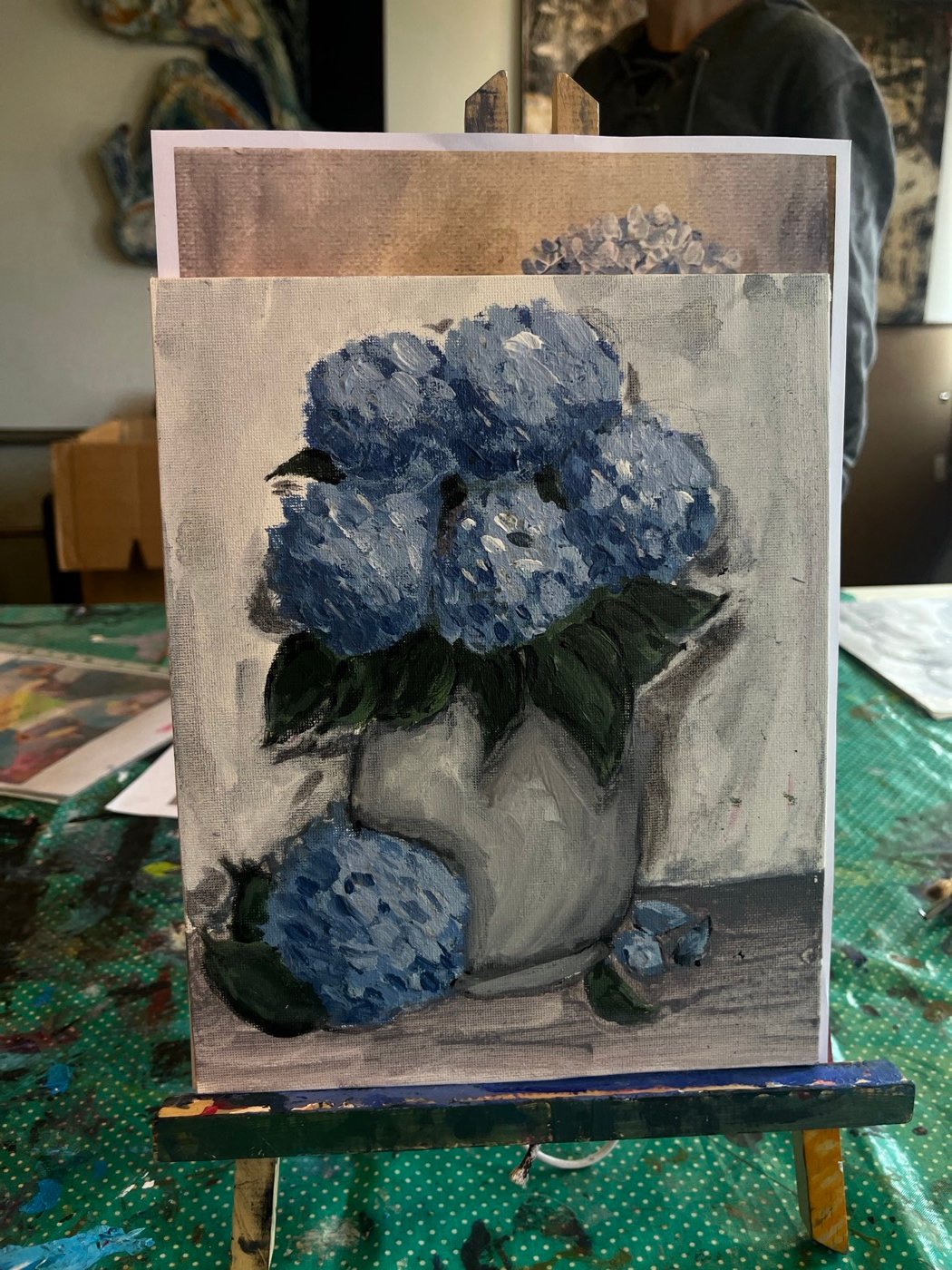 Stilleben-maleri av blomster i vase
